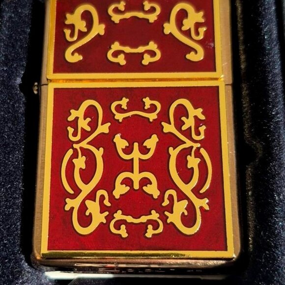 Sharp Brass Armor Enameled FiligreeZippo Lighter